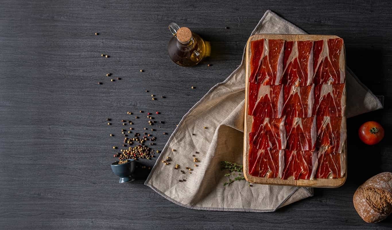a ham table set on the counter with spices